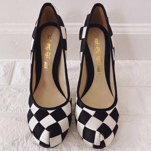 L.A.M.B. Checkered Daly Heels 6.5